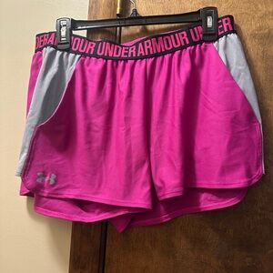 Under Armour Women's Pink and Gray Shorts
